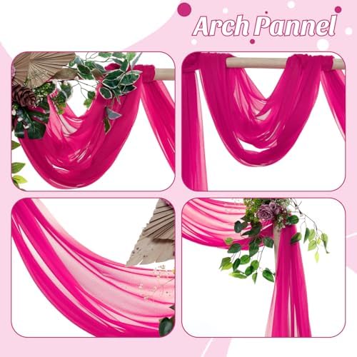 Pack of 1 Wedding Arch Drape Panel Fabric 30" x 20ft - Hot Pink in Hot Pink, alternate view 5