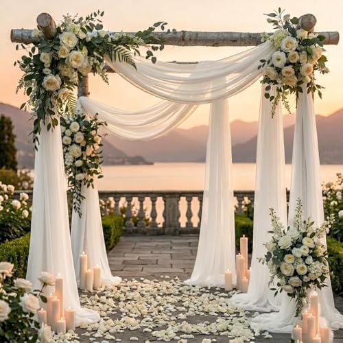 Pack of 1 Wedding Arch Drape Panel Fabric 30" x 20ft - Ivory in Ivory, alternate view 4