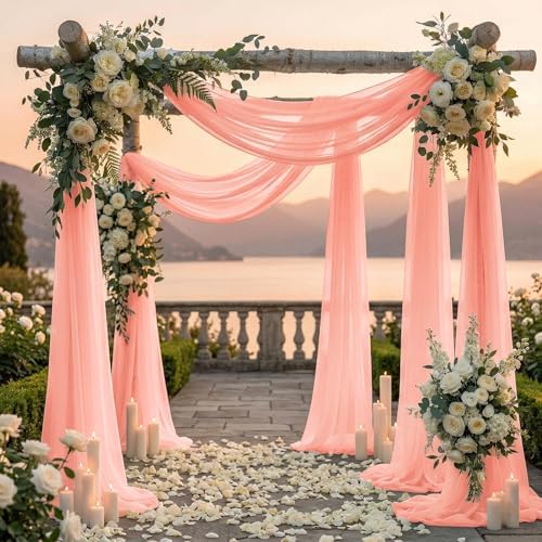 Pack of 1 Wedding Arch Drape Panel Fabric 30" x 20ft - Peach in Peach, alternate view 4
