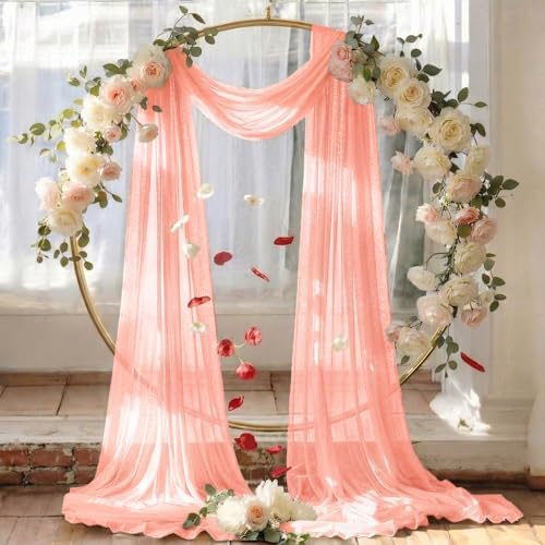 Pack of 1 Wedding Arch Drape Panel Fabric 30" x 20ft - Peach in Peach, alternate view 6