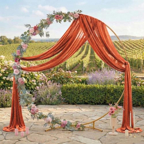 Pack of 1 Wedding Arch Drape Panel Fabric 30" x 20ft - Terracotta in Terracotta, alternate view 3