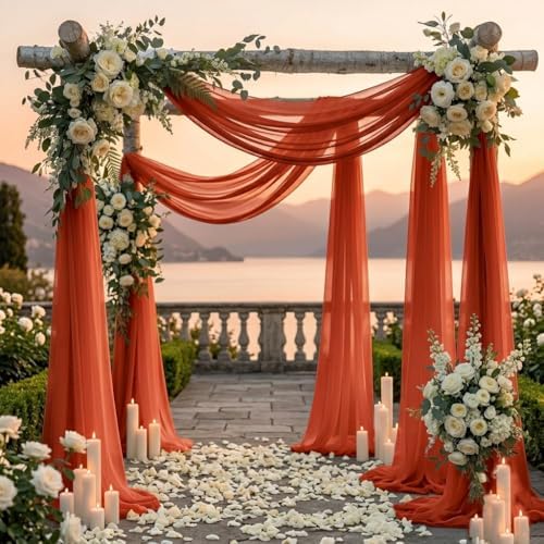Pack of 1 Wedding Arch Drape Panel Fabric 30" x 20ft - Terracotta in Terracotta, alternate view 4