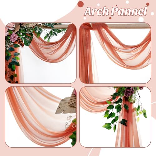 Pack of 1 Wedding Arch Drape Panel Fabric 30" x 20ft - Terracotta in Terracotta, alternate view 5