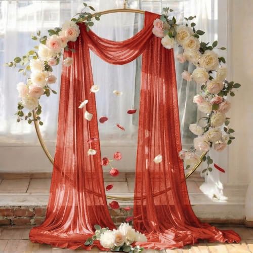 Pack of 1 Wedding Arch Drape Panel Fabric 30" x 20ft - Terracotta in Terracotta, alternate view 6