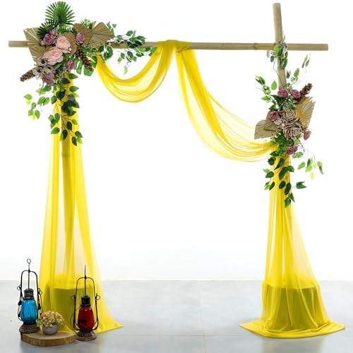 Pack of 1 Wedding Arch Drape Panel Fabric 30" x 20ft - Yellow in Yellow, alternate view 2
