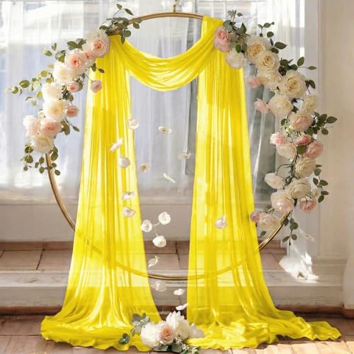 Pack of 1 Wedding Arch Drape Panel Fabric 30" x 20ft - Yellow in Yellow, alternate view 6