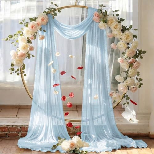 Pack of 1 Wedding Arch Drape Panel Fabric 30" x 30ft - Baby Blue in 1 Panel (30 Ft Long X 30" Width) in Baby, alternate view