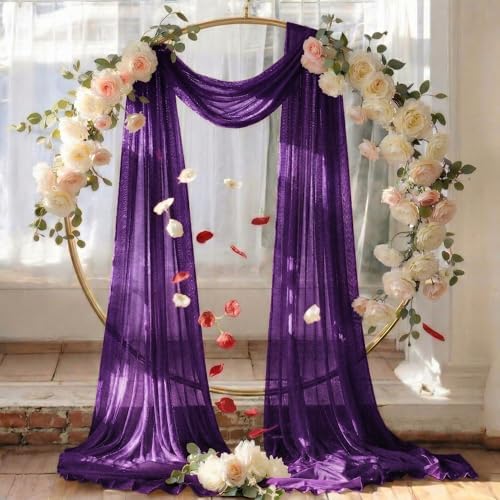 Pack of 1 Wedding Arch Drape Panel Fabric 30" x 30ft - Cadbury Purple in Cadbury Purple, alternate view 6