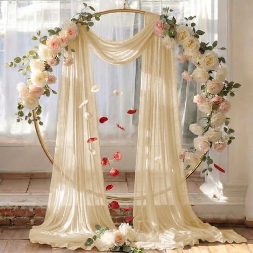 Pack of 1 Wedding Arch Drape Panel Fabric 30" x 30ft - Champagne Gold in Champagne Gold, alternate view 6
