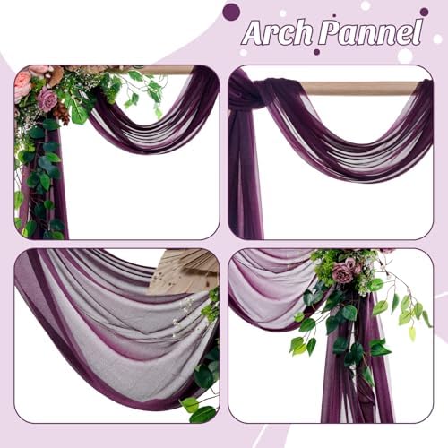 Pack of 1 Wedding Arch Drape Panel Fabric 30" x 30ft - Eggplant in Eggplant, alternate view 5
