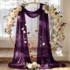 Pack of 1 Wedding Arch Drape Panel Fabric 30" x 30ft - Eggplant in Eggplant, alternate view 6