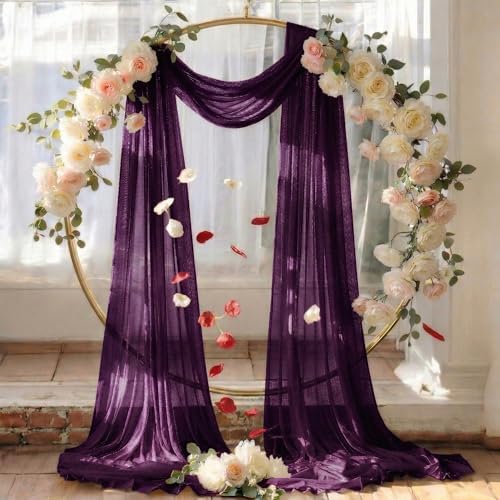 Pack of 1 Wedding Arch Drape Panel Fabric 30" x 30ft - Eggplant in Eggplant, alternate view 6