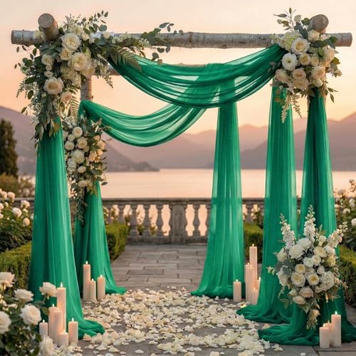 Pack of 1 Wedding Arch Drape Panel Fabric 30" x 30ft - Emerald Green in Emerald Green, alternate view 4