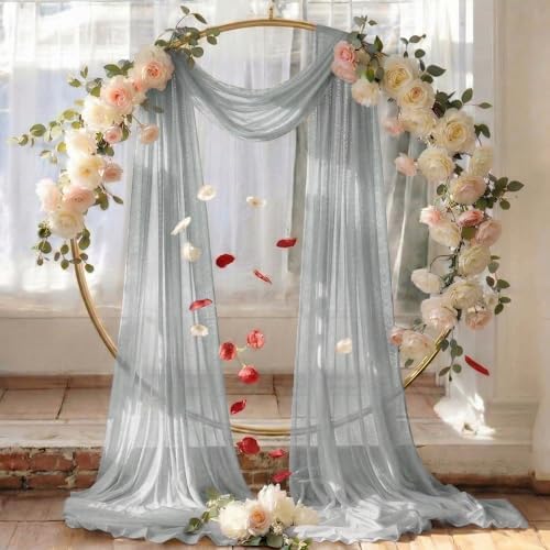 Pack of 1 Wedding Arch Drape Panel Fabric 30" x 30ft - Grey in Grey, alternate view 6