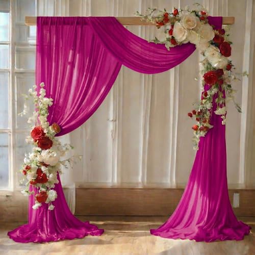 Pack of 1 Wedding Arch Drape Panel Fabric 30" x 30ft - Magenta in Magenta