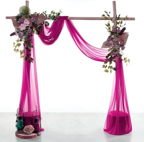 Pack of 1 Wedding Arch Drape Panel Fabric 30" x 30ft - Magenta in Magenta, alternate view 2