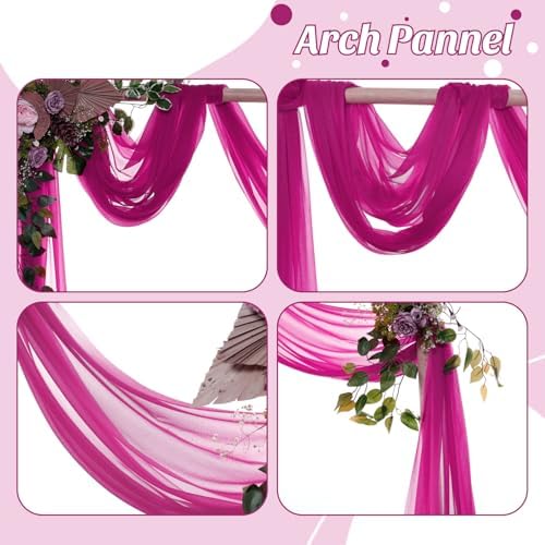 Pack of 1 Wedding Arch Drape Panel Fabric 30" x 30ft - Magenta in Magenta, alternate view 5