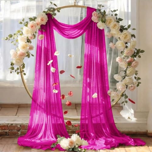 Pack of 1 Wedding Arch Drape Panel Fabric 30" x 30ft - Magenta in Magenta, alternate view 6