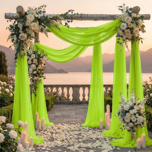 Pack of 1 Wedding Arch Drape Panel Fabric 30" x 30ft - Parrot Green in Parrot Green, alternate view 4