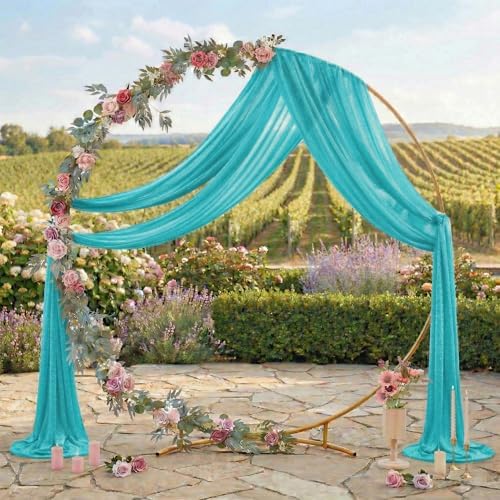 Pack of 1 Wedding Arch Drape Panel Fabric 30" x 30ft - Peacock Blue in Peacock Blue, alternate view 3