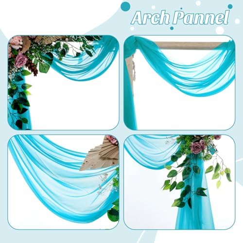 Pack of 1 Wedding Arch Drape Panel Fabric 30" x 30ft - Peacock Blue in Peacock Blue, alternate view 5