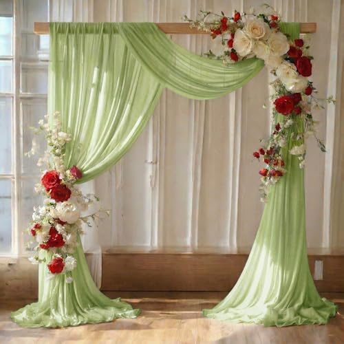Pack of 1 Wedding Arch Drape Panel Fabric 30" x 30ft - Sage Green in 1 Panel (30 Ft Long X 30" Width) in Sage