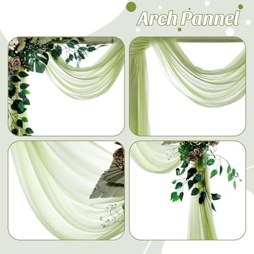 Pack of 1 Wedding Arch Drape Panel Fabric 30" x 30ft - Sage Green in 1 Panel (30 Ft Long X 30" Width) in Sage, alternate view