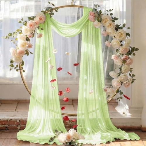 Pack of 1 Wedding Arch Drape Panel Fabric 30" x 30ft - Sage Green in 1 Panel (30 Ft Long X 30" Width) in Sage, alternate view