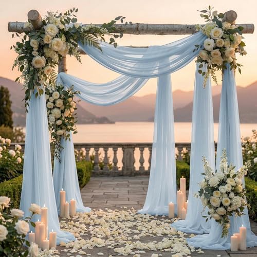 Pack of 1 Wedding Arch Drape Panel Fabric 30" x 40ft - Baby Blue in Baby Blue, alternate view 4