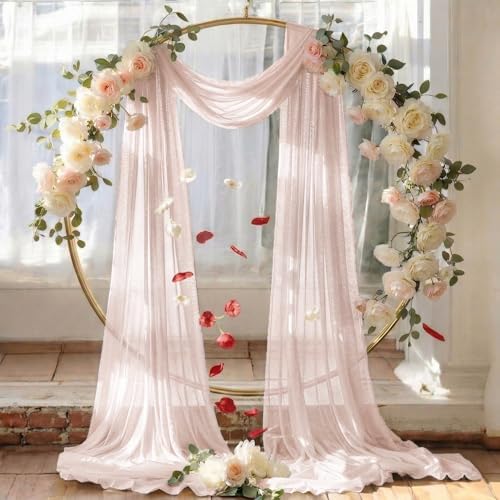 Pack of 1 Wedding Arch Drape Panel Fabric 30" x 40ft - Nude in Nude, alternate view 6