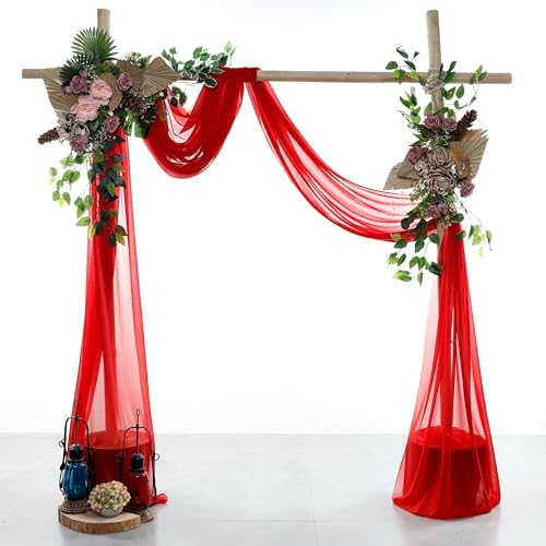 Pack of 1 Wedding Arch Drape Panel Fabric 30" x 40ft - Red in Red, alternate view 2
