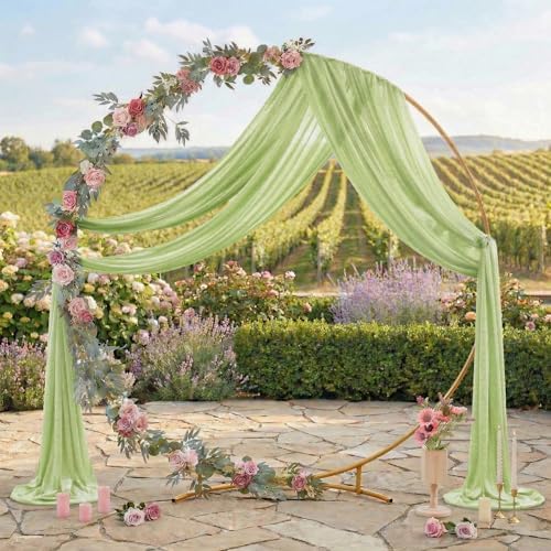 Pack of 1 Wedding Arch Drape Panel Fabric 30" x 40ft - Sage Green in Sage Green, alternate view 3