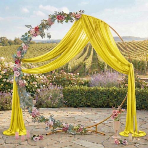 Pack of 1 Wedding Arch Drape Panel Fabric 30" x 40ft - Yellow in 1 Panel (40 Ft Long X 30" Width) in Yellow, alternate view 3