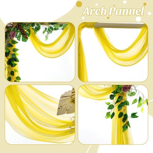 Pack of 1 Wedding Arch Drape Panel Fabric 30" x 40ft - Yellow in 1 Panel (40 Ft Long X 30" Width) in Yellow, alternate view 5