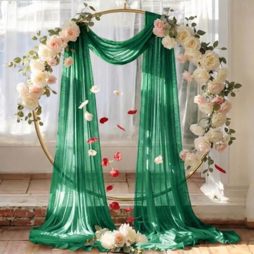 Pack of 1 Wedding Arch Drape Panel Fabric 30" x 50ft - Emerald Green in Emerald Green, alternate view 6