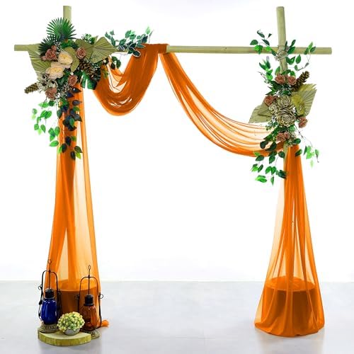 Pack of 1 Wedding Arch Drape Panel Fabric 30" x 50ft - Orange in Orange, alternate view 2