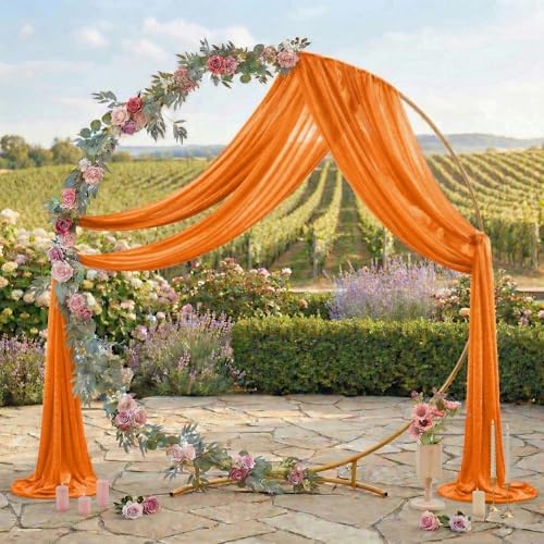 Pack of 1 Wedding Arch Drape Panel Fabric 30" x 50ft - Orange in Orange, alternate view 3