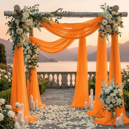 Pack of 1 Wedding Arch Drape Panel Fabric 30" x 50ft - Orange in Orange, alternate view 4