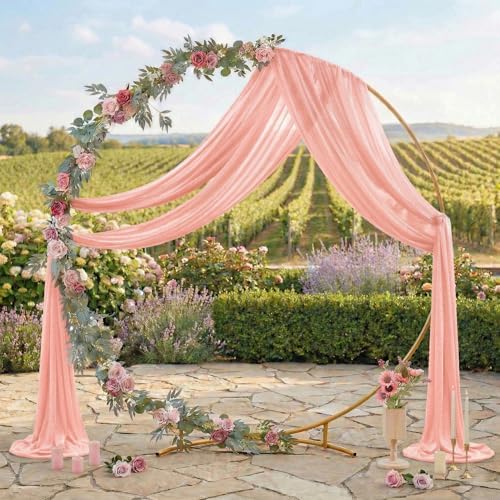 Pack of 1 Wedding Arch Drape Panel Fabric 30" x 50ft - Peach in Peach, alternate view 3
