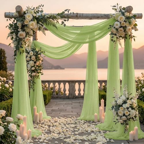 Pack of 1 Wedding Arch Drape Panel Fabric 30" x 50ft - Sage Green in Sage Green, alternate view 4