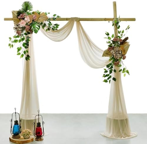 Pack of 1 Wedding Arch Drape Panel Fabric 30" x 75ft - Champagne Gold in Champagne Gold, alternate view 2
