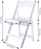 Pack of 1 | White Folding Chair with Vinyl Padded Seat Wedding Chair Indoor/Outdoor Portable & Fold Compactly, alternate view