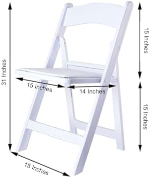 Pack of 1 | White Folding Chair with Vinyl Padded Seat Wedding Chair Indoor/Outdoor Portable & Fold Compactly, alternate view