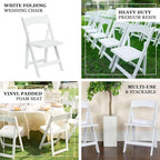 Pack of 1 | White Folding Chair with Vinyl Padded Seat Wedding Chair Indoor/Outdoor Portable & Fold Compactly, alternate view