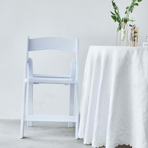 Pack of 1 | White Folding Chair with Vinyl Padded Seat Wedding Chair Indoor/Outdoor Portable & Fold Compactly, alternate view