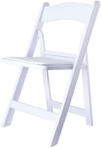 Pack of 1 | White Folding Chair with Vinyl Padded Seat Wedding Chair Indoor/Outdoor Portable & Fold Compactly, alternate view