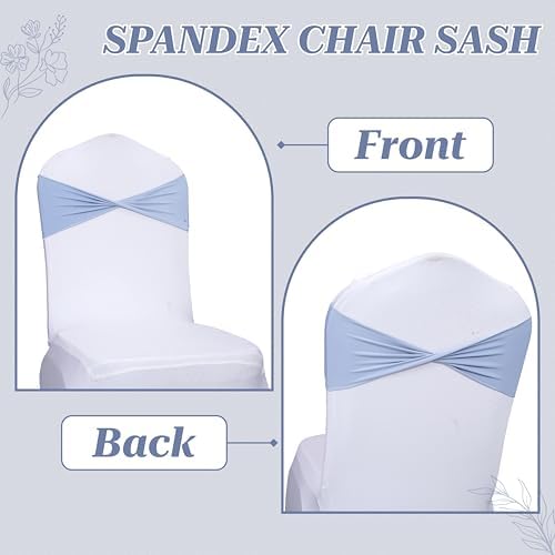 Pack of 10 Spandex Chair Sashes Without Slider Buckles - Baby Blue, alternate view 5