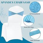 Pack of 10 Spandex Chair Sashes Without Slider Buckles - Blue in Blue, alternate view 4