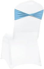Pack of 10 Spandex Chair Sashes Without Slider Buckles - Blue in Blue, alternate view 6