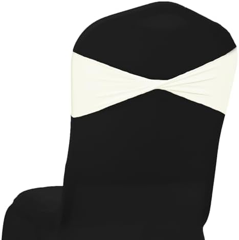 Pack of 10 Spandex Chair Sashes Without Slider Buckles - Ivory in Ivory